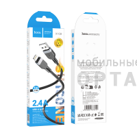 Кабель USB to Lightning HOCO X109 Energy , 1m, 2.4A,  чёрный, серая вставка