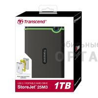 Жесткий диск HDD Transcend  1 TB  25M3S StoreJet серый, 2.5", USB 3.0
