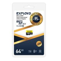 Карта памяти microSDXC 64 Гб Exployd, Premium, Class10, UHS-I U3 95Mb/s, без адаптера