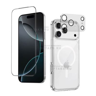 Чехол, KEEPHONE COMBO SET ЧЕХОЛ+СТЕКЛО+ЛИНЗА CLEAR для iPhone 17 Air CLEAR