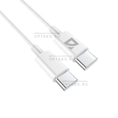 Кабель DEFENDER F182 TypeC-TypeC 1м, 60 Вт, PD,TPE,белый, пакет (1/100)