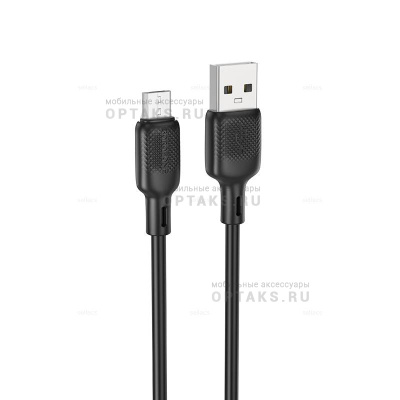 Кабель Usb to Micro BOROFONE BX113 Lenny, 2.0м, 2.4A, силикон, цвет: чёрный (1/360)