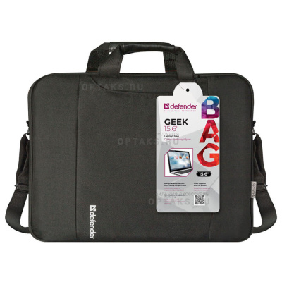 Сумка DEFENDER для ноутбука Geek 15.6", чёрная, карман (1/30)