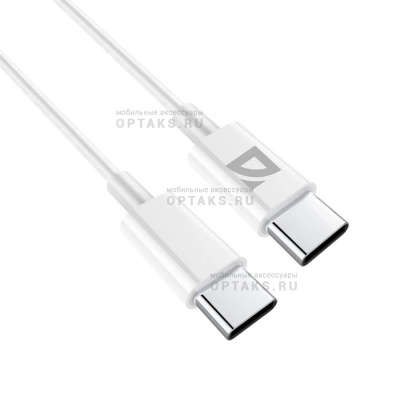 Кабель DEFENDER F182 TypeC-TypeC 1м, 30 Вт, PD,TPE,белый, пакет (1/100)
