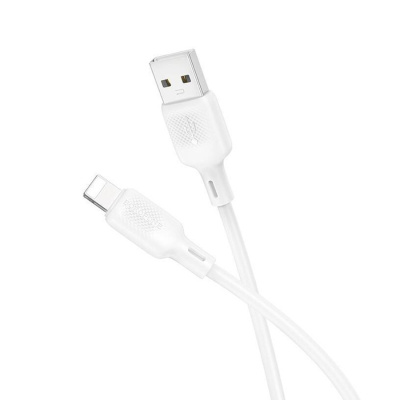 Кабель Usb to Lightning BOROFONE BX113 Lenny, 1.0м, 2.4A, силикон, цвет: белый (1/360)