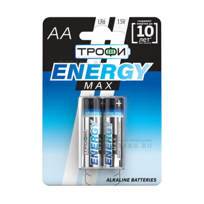 Элемент питания Трофи LR6-2BL ENERGY MAX  Alkaline (40/320/15360) (СК)