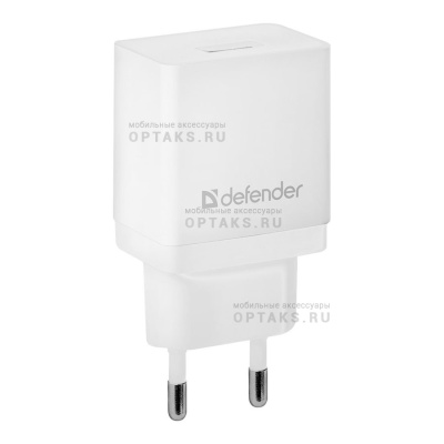 СЗУ блок питания Defender EPA-10, белый, 1хUSB, 5V/2.1А, пакет (1/200)